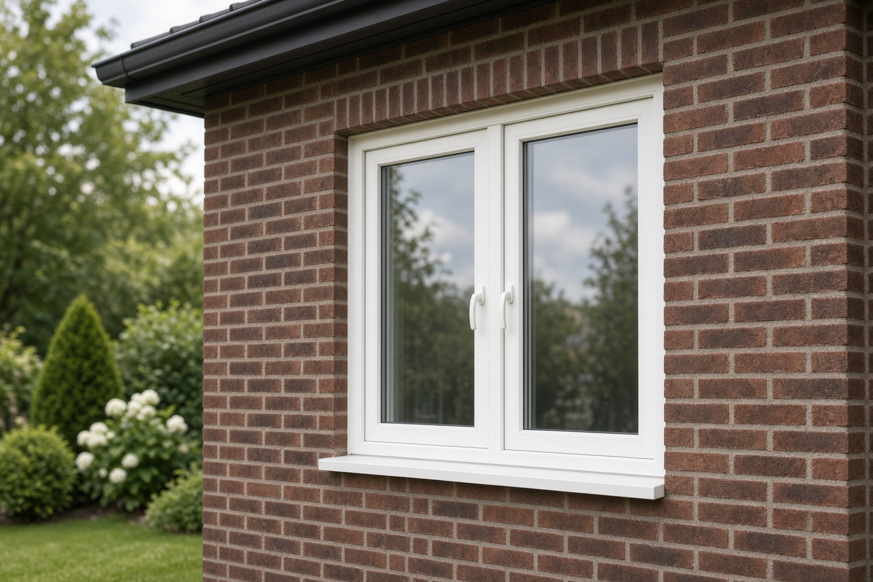 Neu eingebautes Fenster an einem Wohnhaus